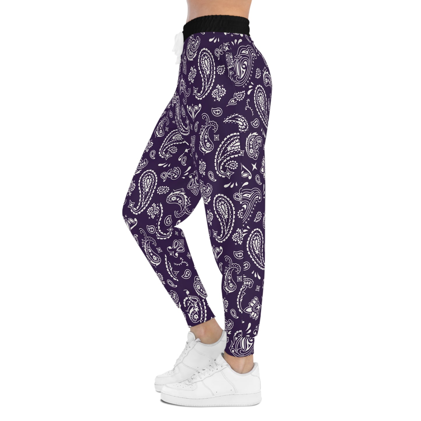 Purple Bandana Print Joggers, Purple Queen Themed Joggers