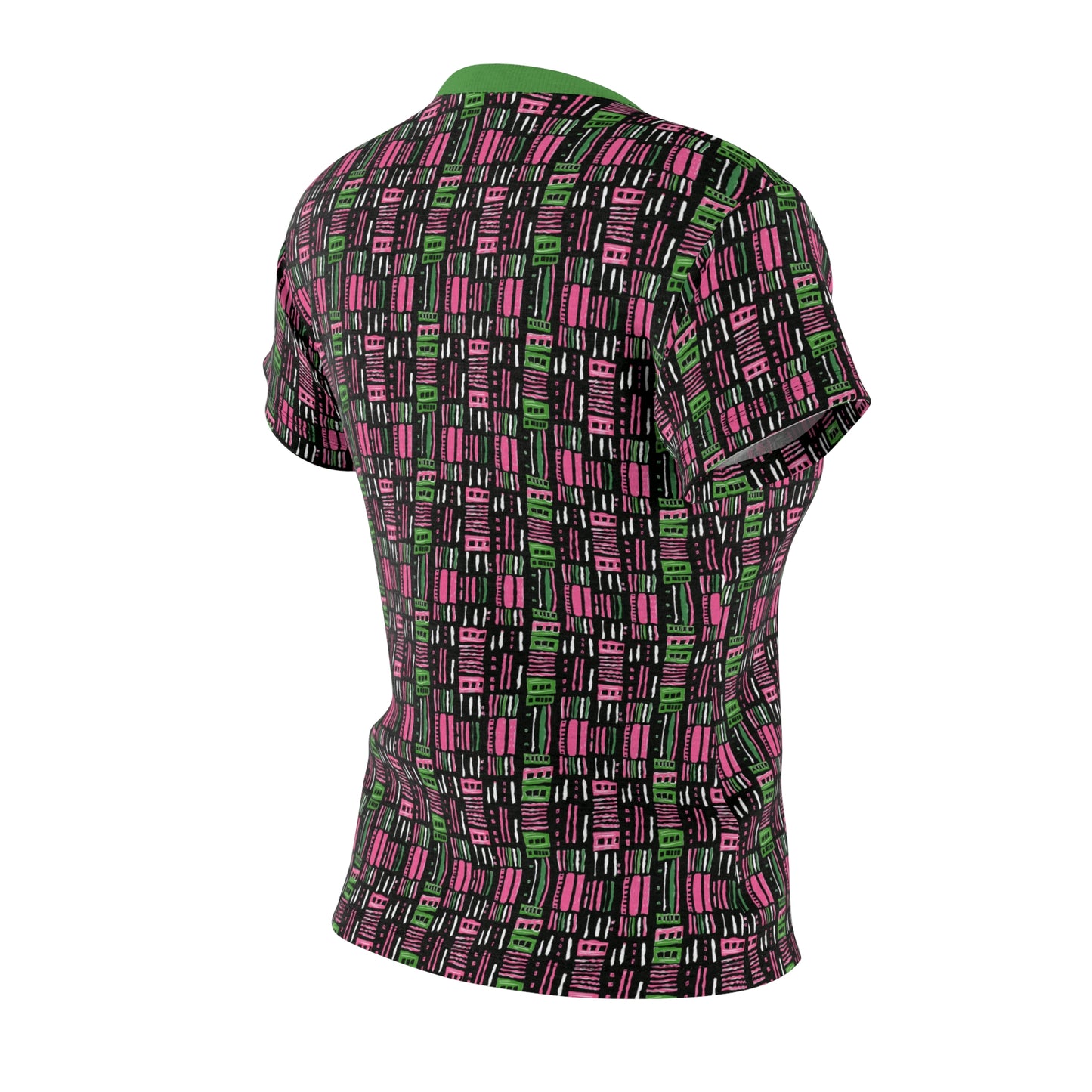 AKA Sorority Inspired Urban Jungle Chic Women's Tee – Bold Pink & Green Abstract Pattern