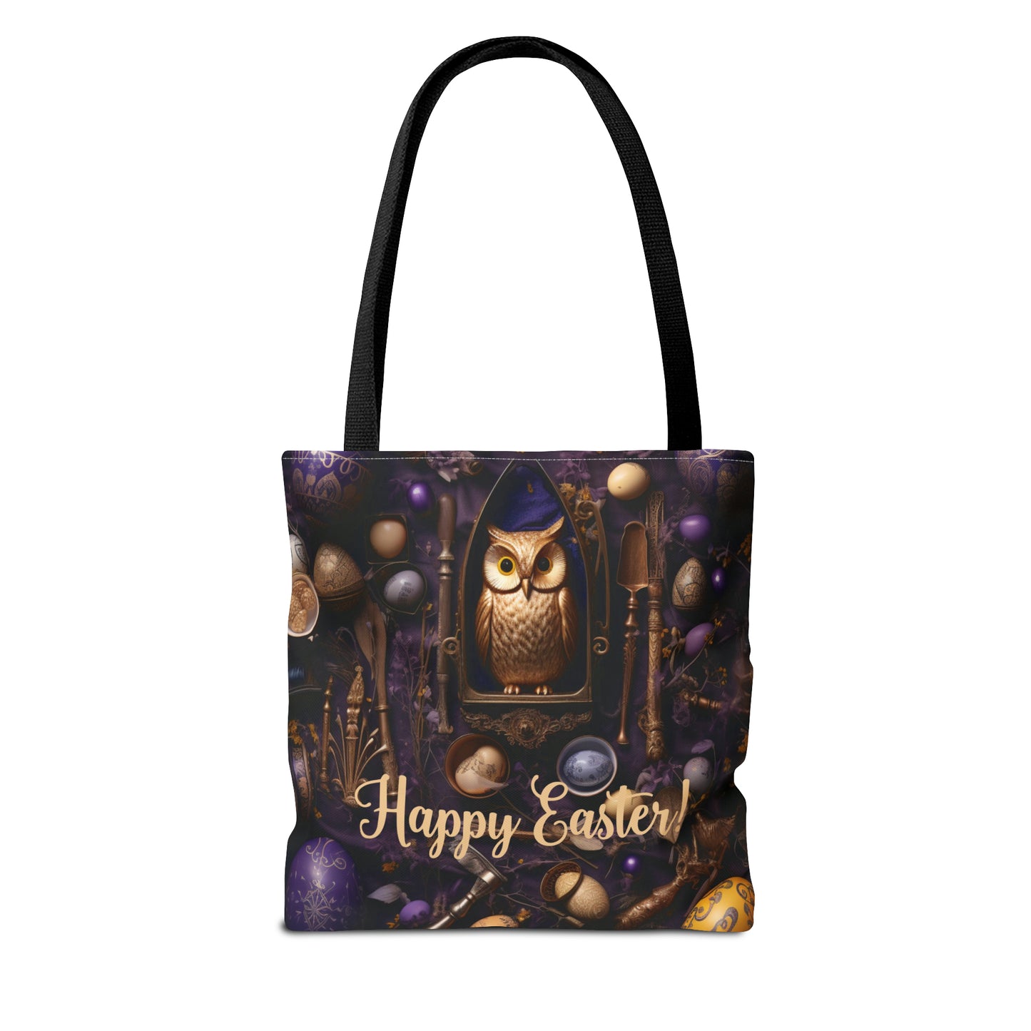 Enchanted Owl Easter Tote Bag - Durable Spun Polyester with Vintage Charm