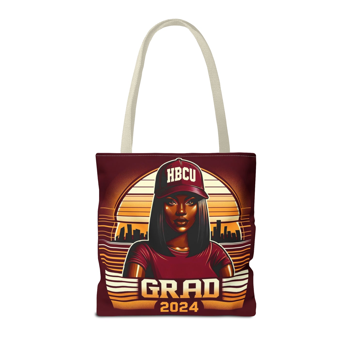 HBCU Grad Pride 2024 Grad Theme Polyester Tote Bag, Class of 2024 Afrocentric Carryall Bag