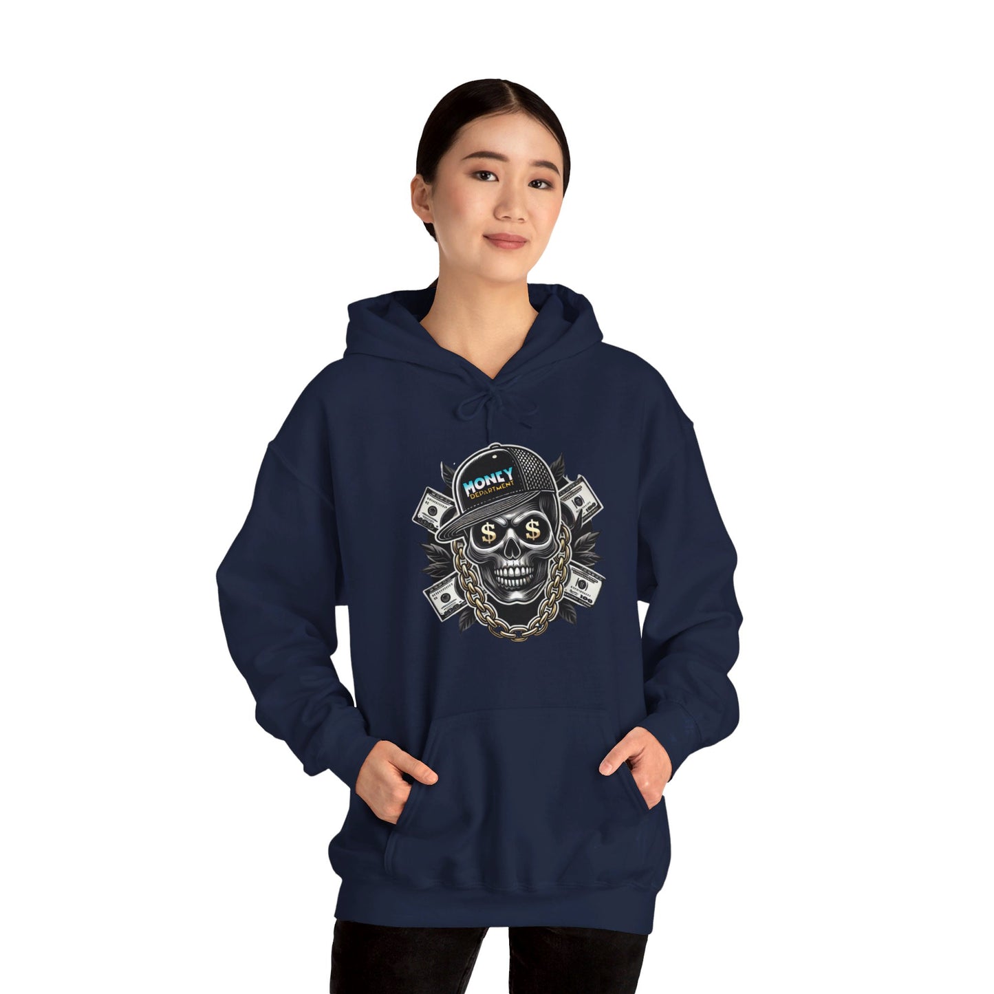 Big Baller Menacing Skull "Money Department" Hoodie, Unisex Urban Streetwear Sweatshirt