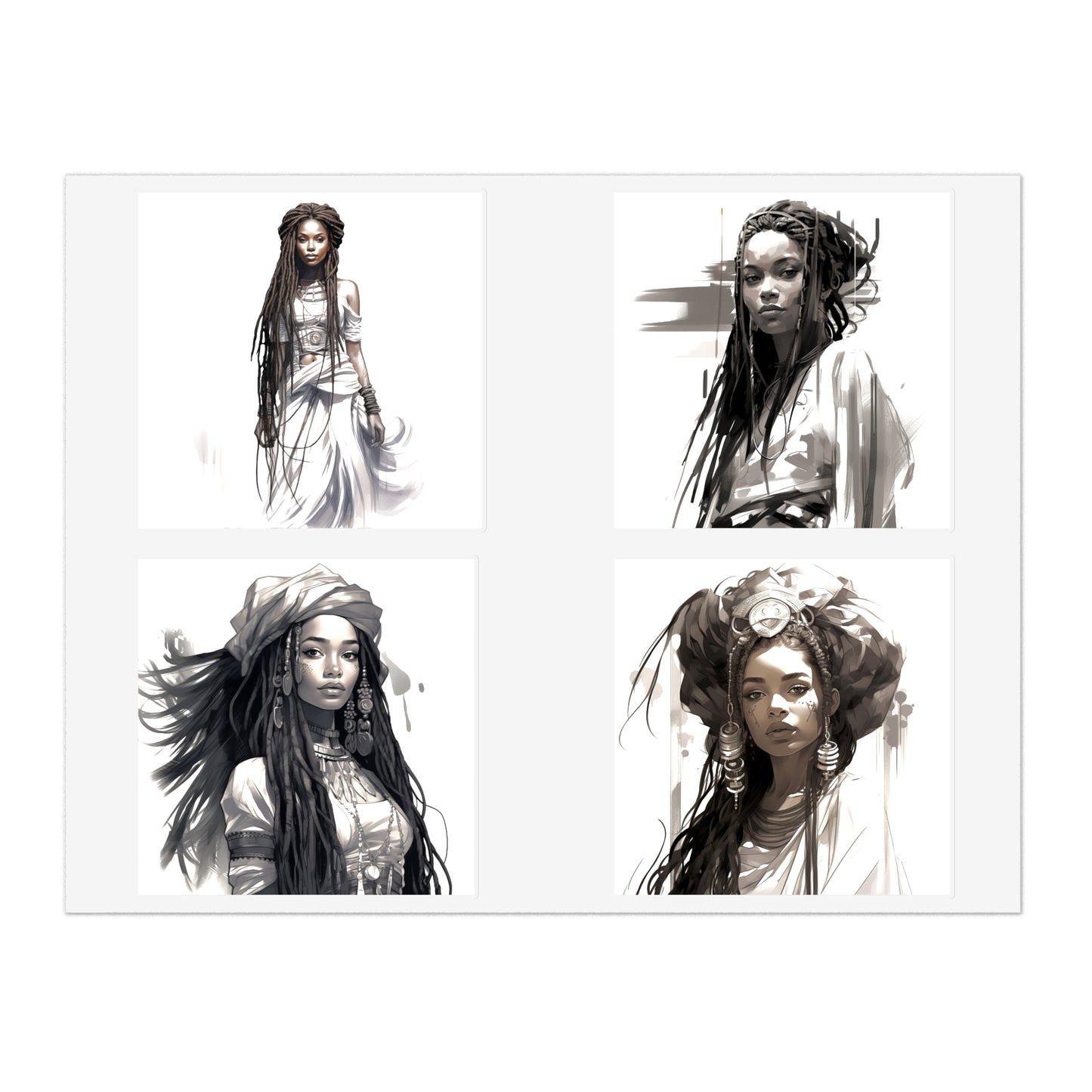 Boho Style Woman Enchantress Sticker Set, Black Girls and Black Women, Pretty Black Woman Stickers