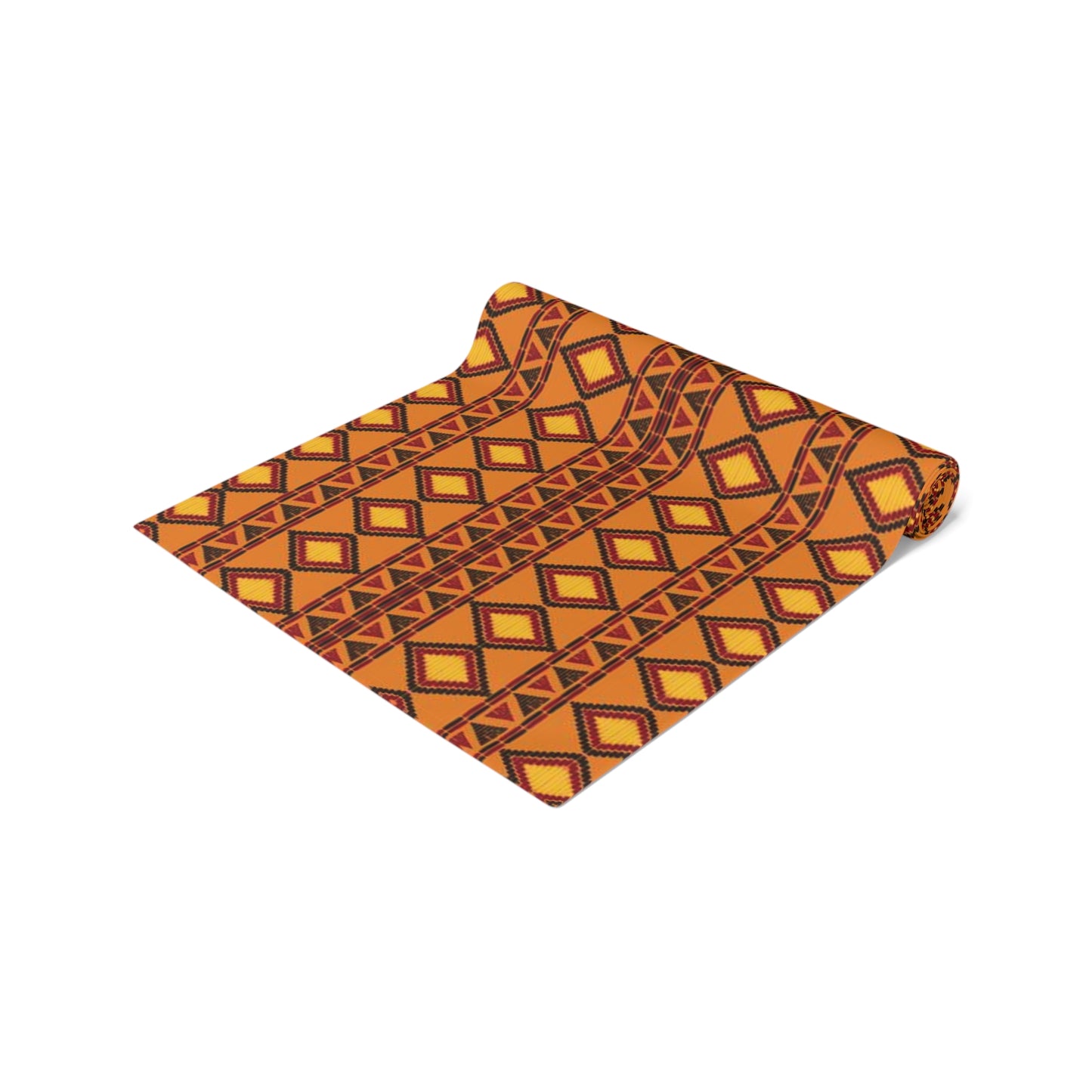 Orange & Yellow Ankara Print Ethnic Table Runner, Cotton & Polyester Options