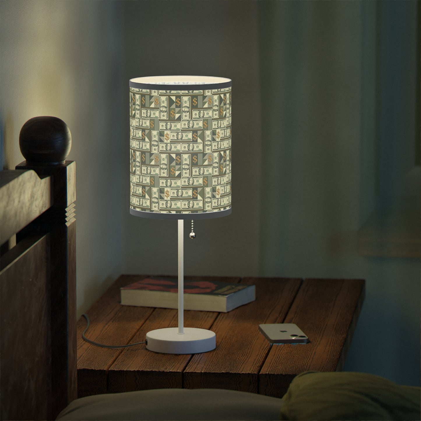 Money Print Lamp, 100 Dollar Bill Lamp on a Stand Home Decor Print