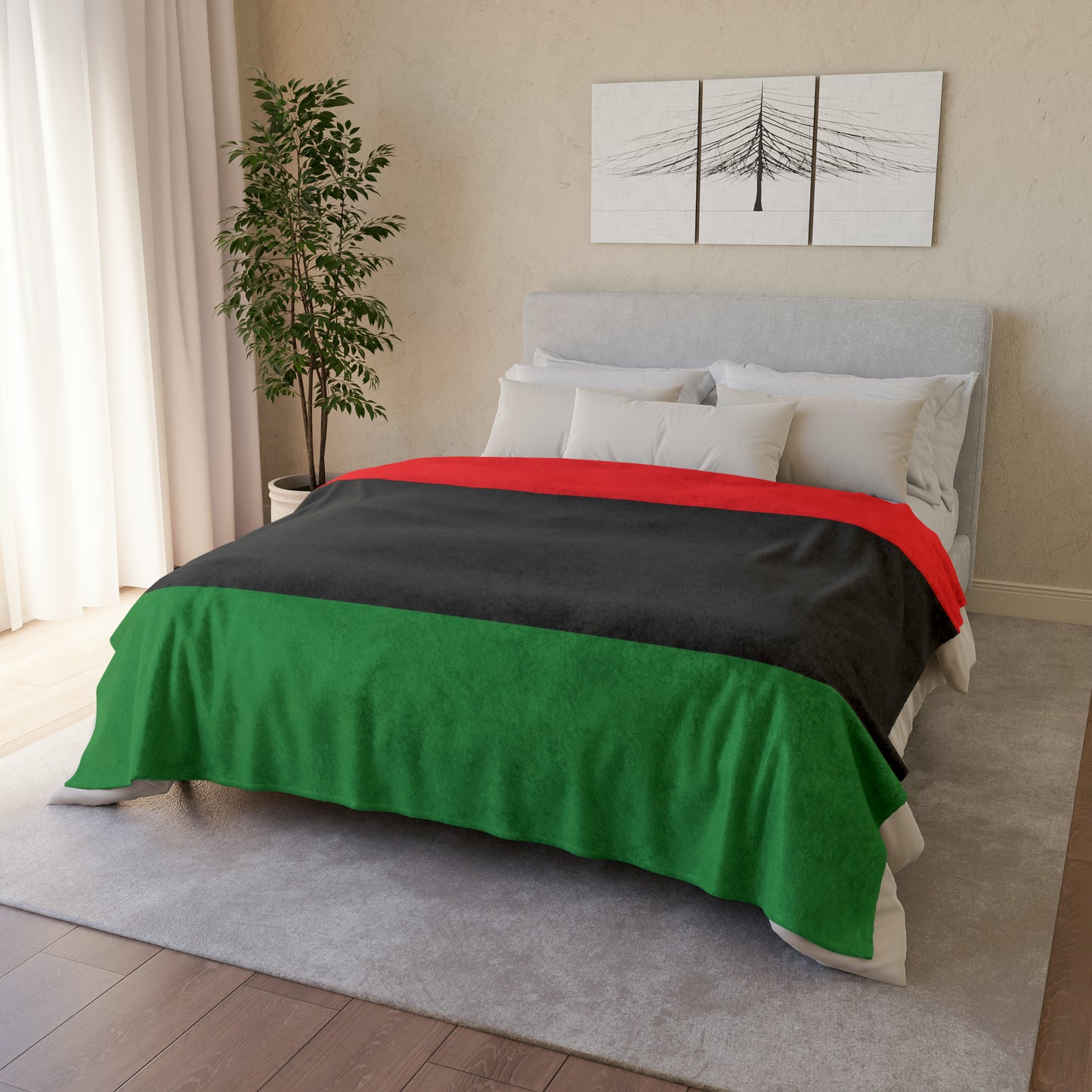 Red Black and Green Throw Cover, Pan African Flag Home Decor