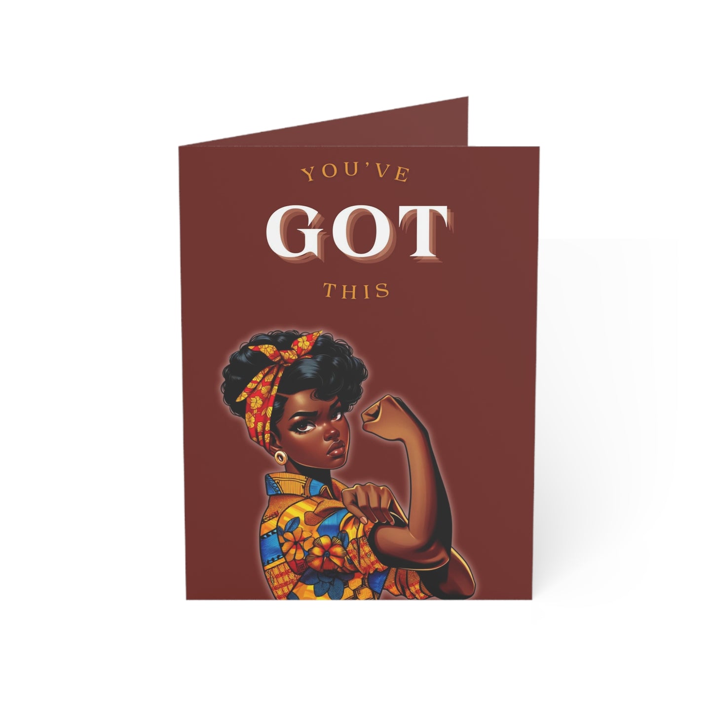 African American Rosie the Riveter Empowering Greeting Card, Sets of 1, 10, 30, or 50 Cards , Black Woman Adversity and Strength Card