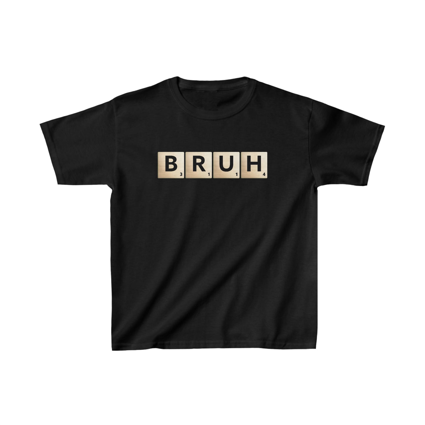 Kids Bruh Word Puzzle Heavy Cotton Tee | Trendy Youth Slang Bro/Bruh T-Shirt | Hip & Trending Shirt For Youth