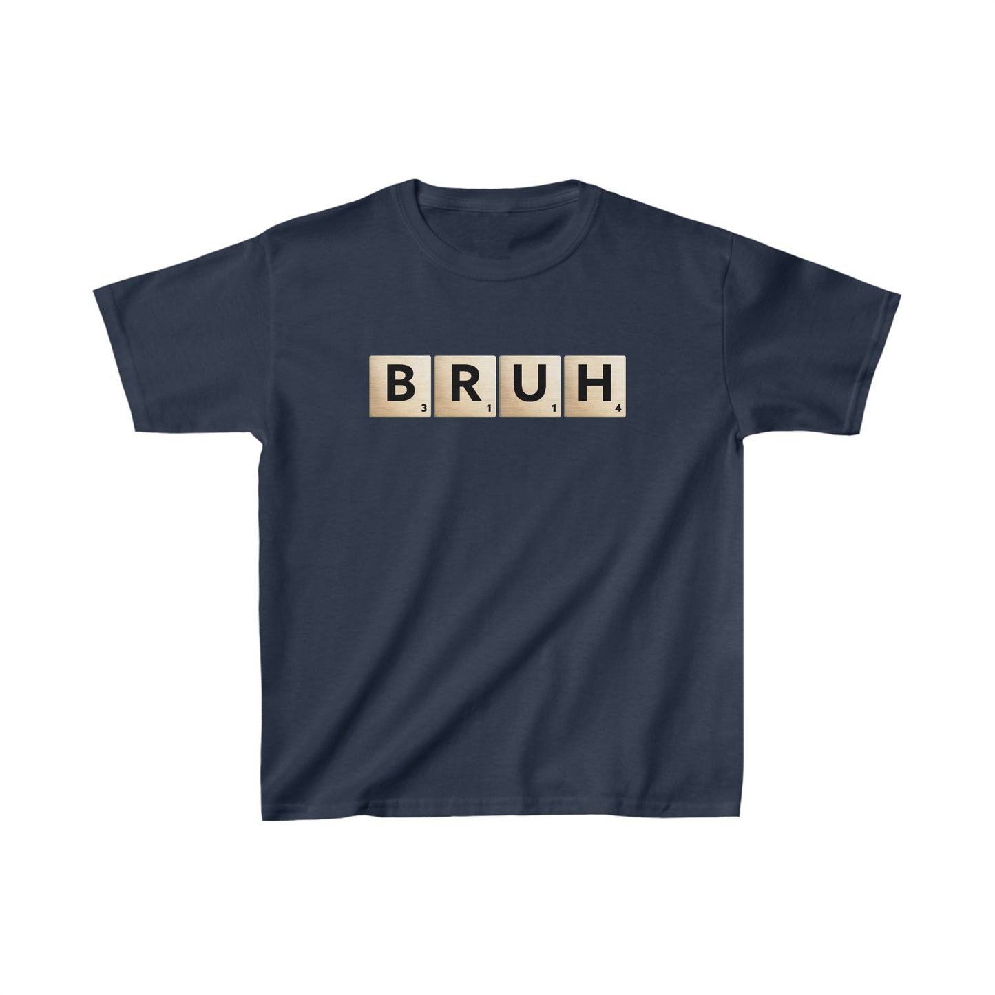 Kids Bruh Word Puzzle Heavy Cotton Tee | Trendy Youth Slang Bro/Bruh T-Shirt | Hip & Trending Shirt For Youth