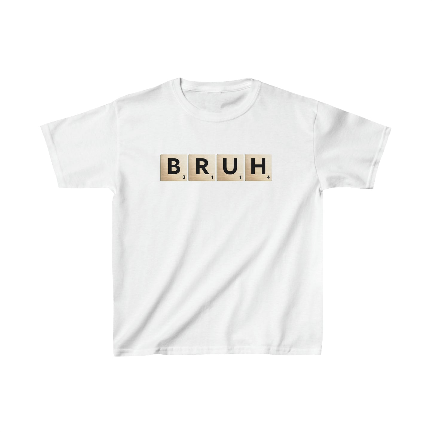 Kids Bruh Word Puzzle Heavy Cotton Tee | Trendy Youth Slang Bro/Bruh T-Shirt | Hip & Trending Shirt For Youth