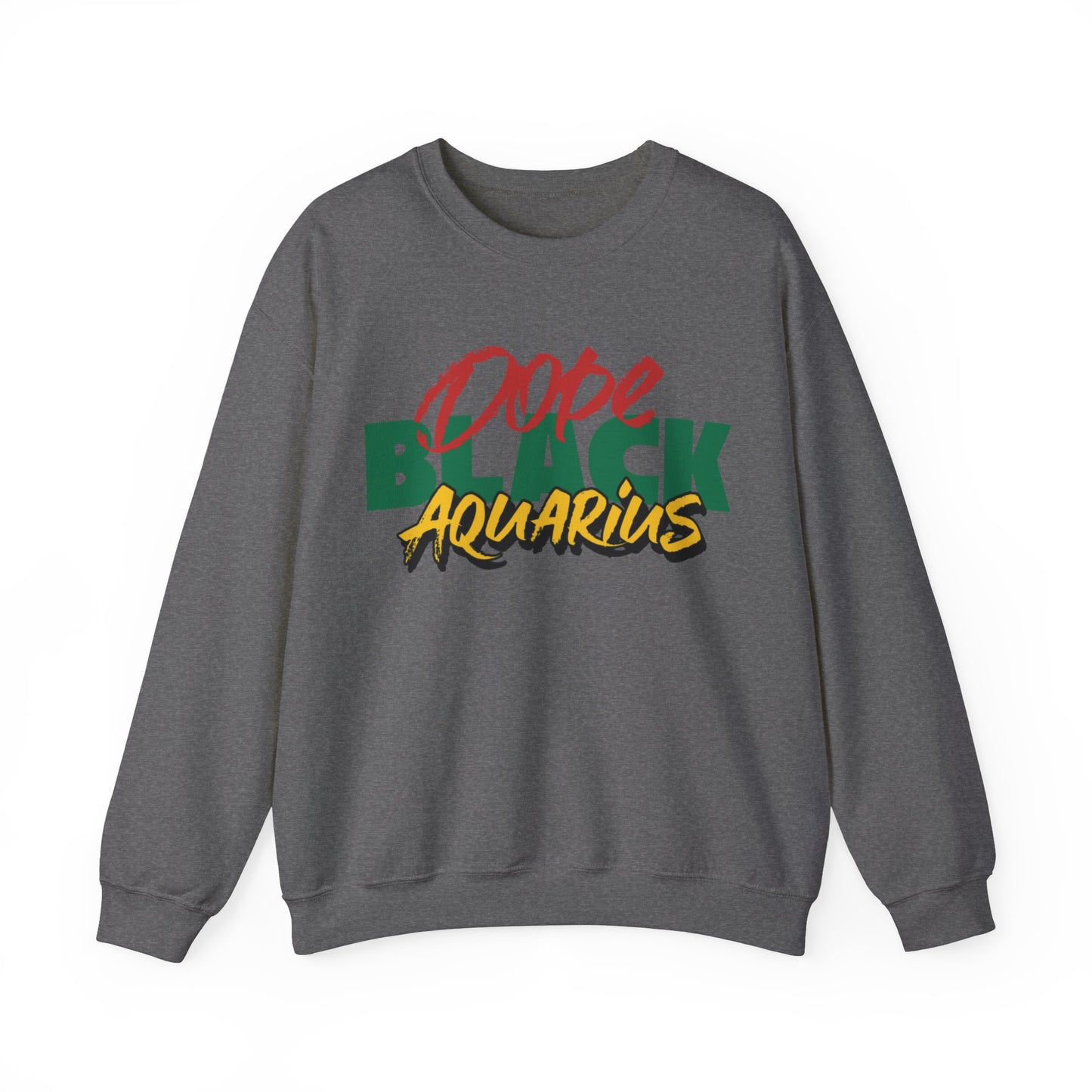 Dope Black Aquarius Unisex Crewneck Sweater, Zodiac Sign Fashion