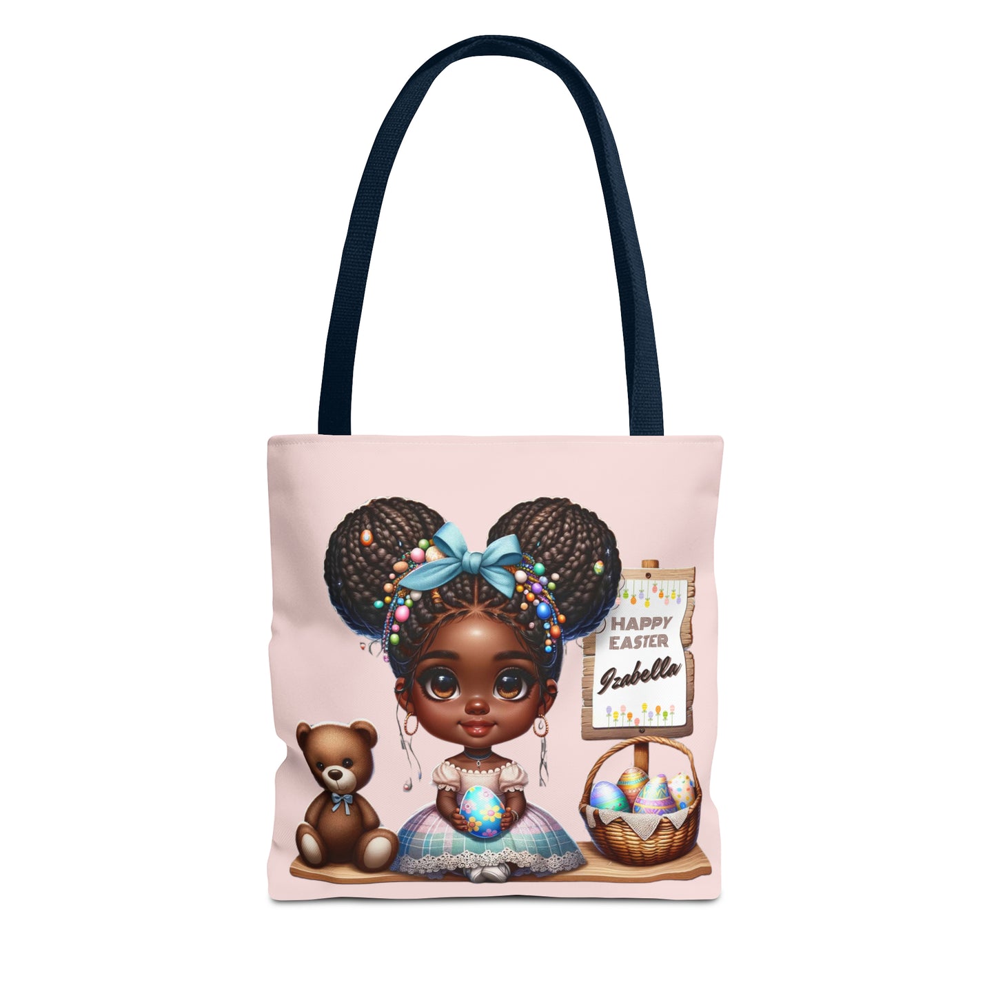 Personalized Easter Tote Bag for Young Black Girls, Customizable Easter Gift