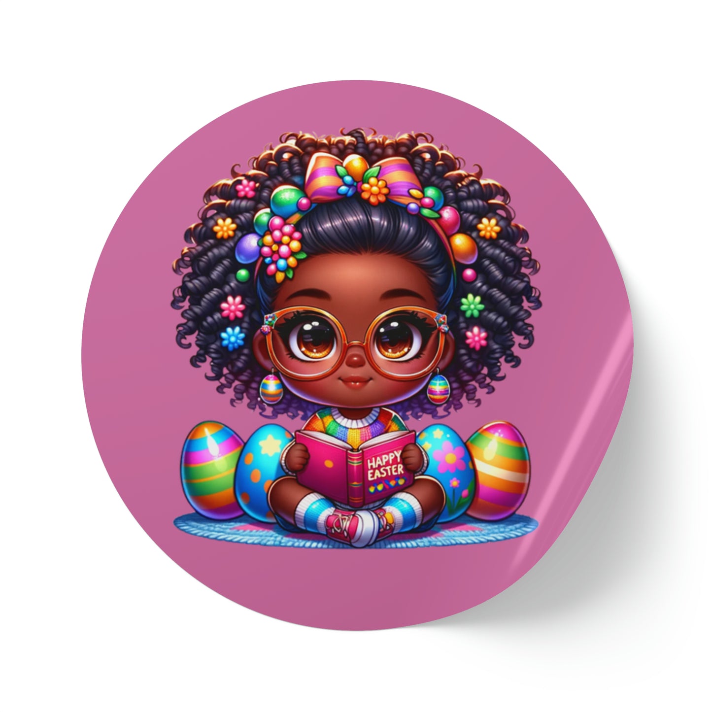 Black Girl Magic Easter Sticker Roll, Bulk Easter Basket Stickers For Black Girls