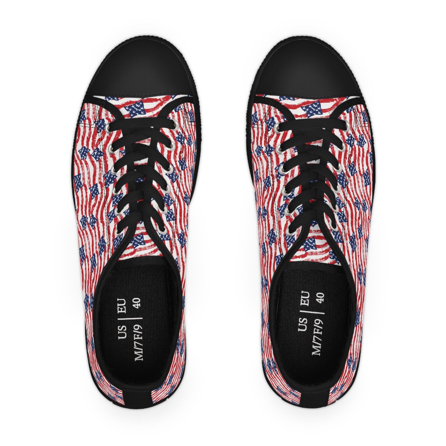 American Flag Print Women's Low Top Sneakers, Independence Day Sneakers