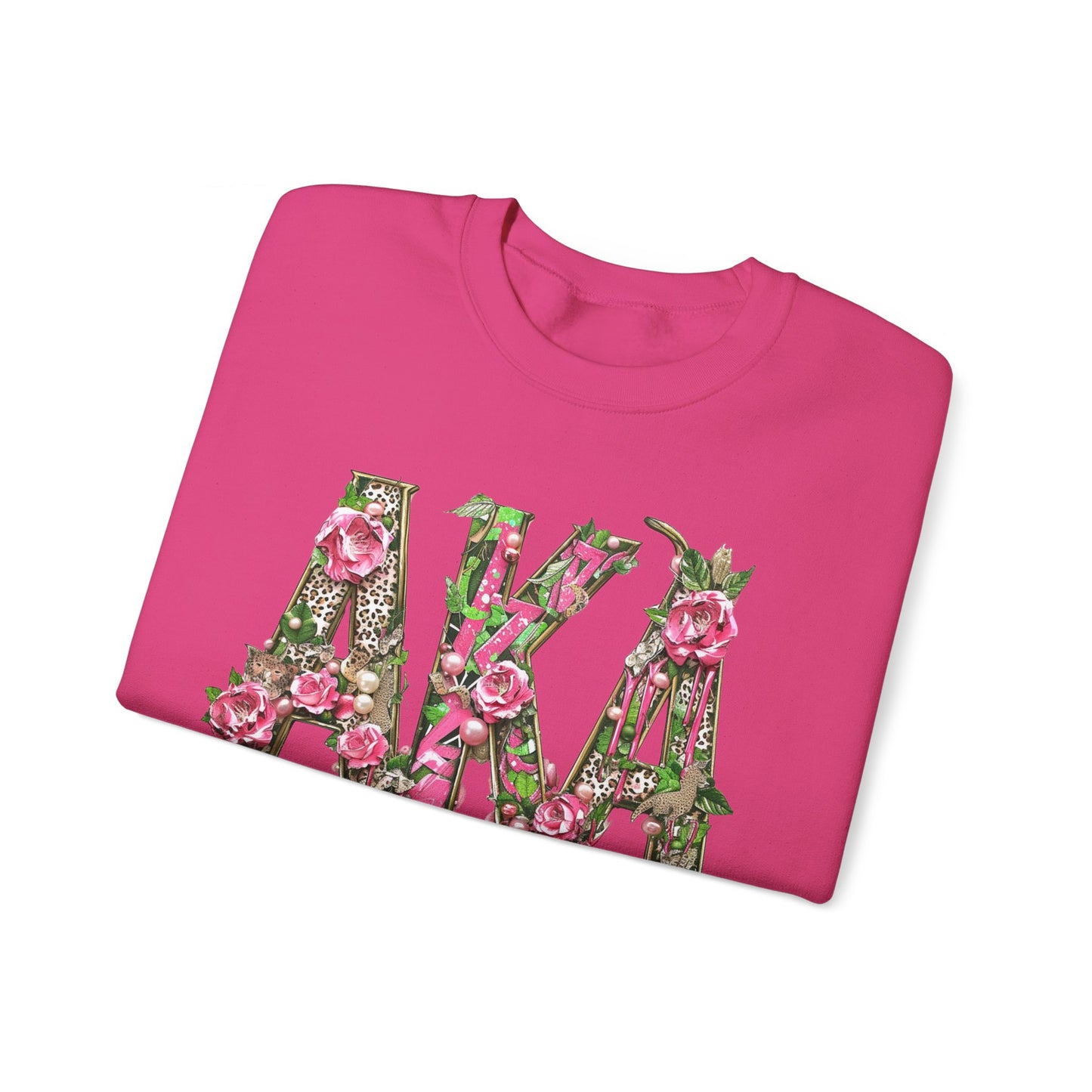 Women's AKA Pink and Green Floral Drip Sweatshirt, Pretty Girl Sorority Apparel