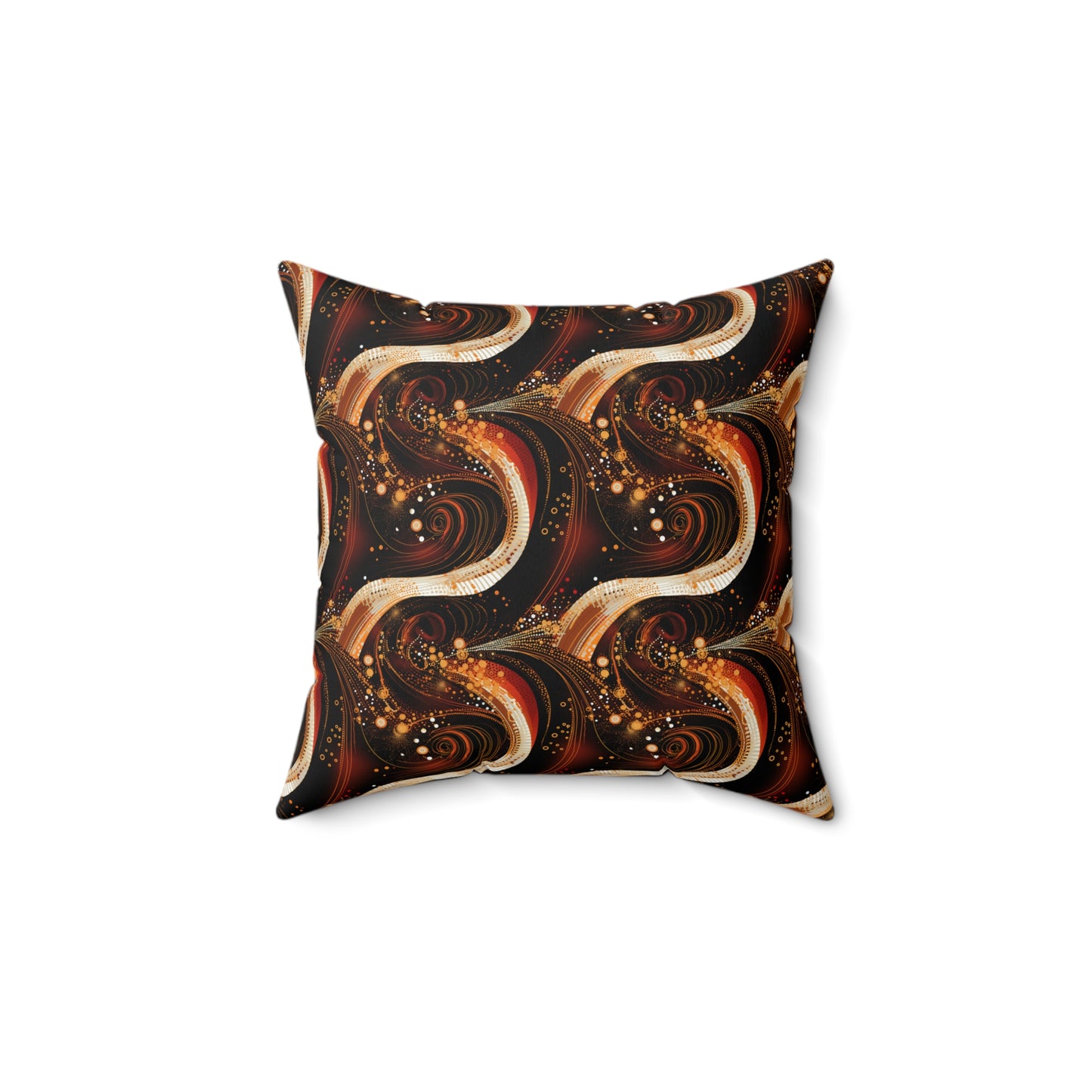 Black and Gold African-Inspired Pillow, Abstract Pattern in Dark Orange and White