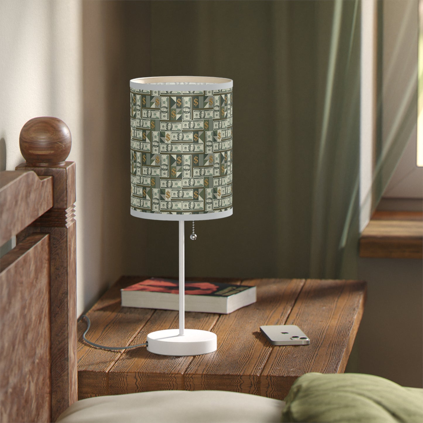 Money Print Lamp, 100 Dollar Bill Lamp on a Stand Home Decor Print