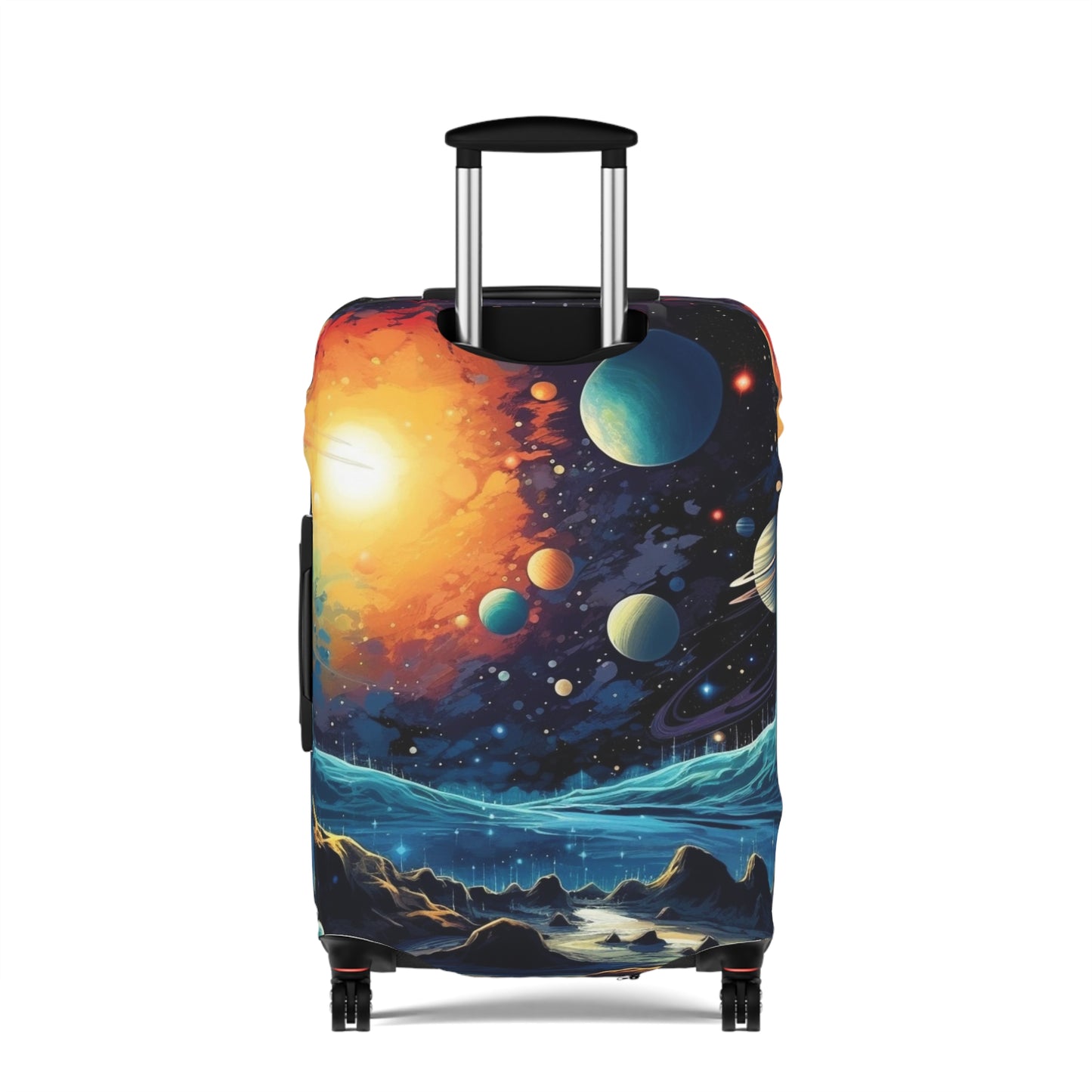 Cosmic Adventure Luggage Cover - Space Exploration Suitcase Protector - Galactic Travel Accessory