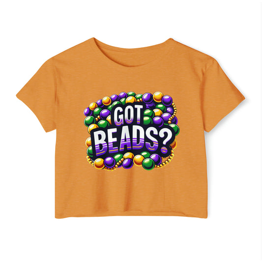 Mardi Gras Got Beads Women's Crop Top, Fat Tuesday Women's Apparel