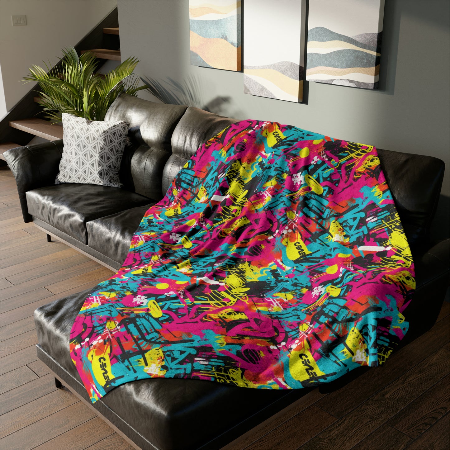 Spray Paint Graffiti Style Throw Cover, Urban Street Art Bed Cover