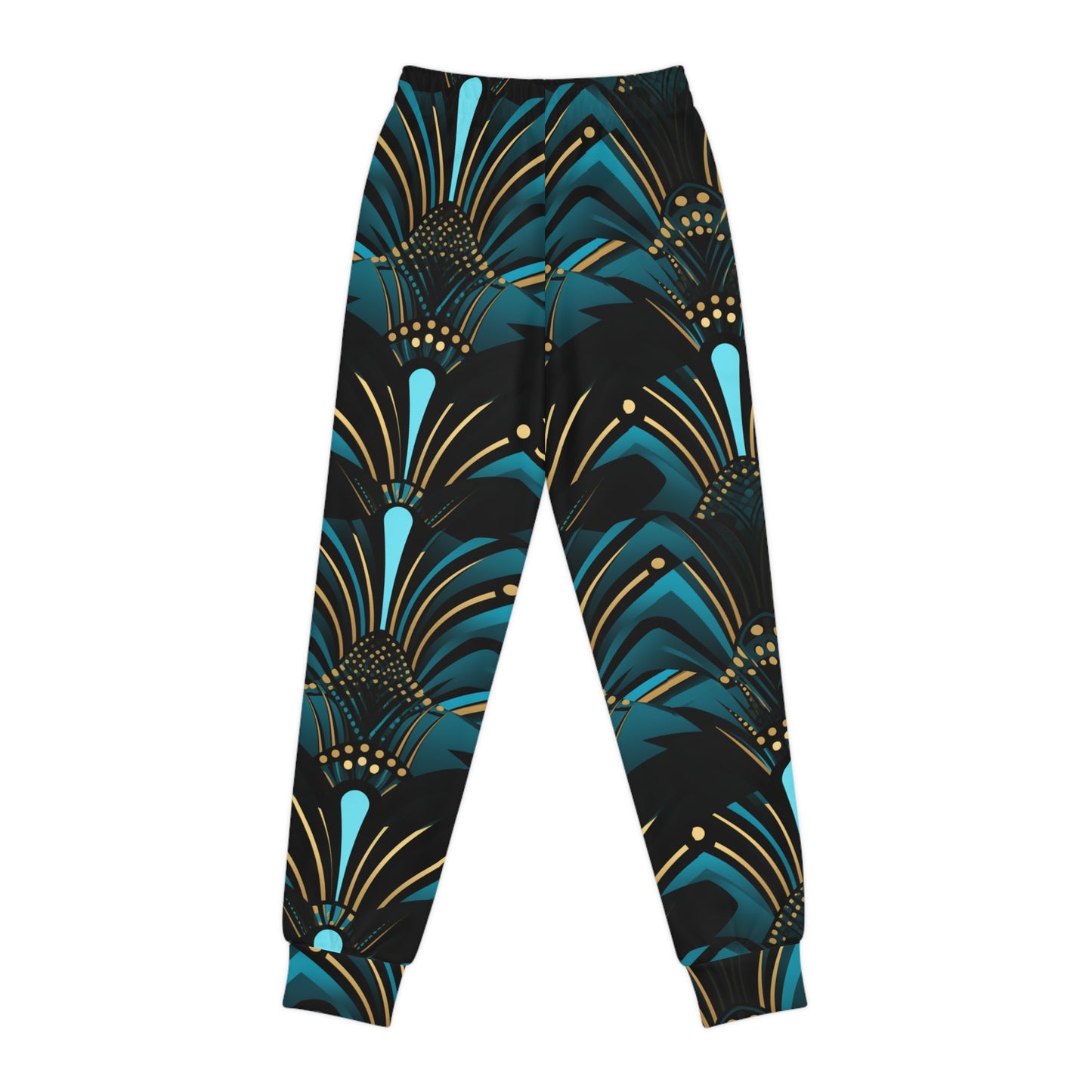 Children's African Ankara Print Joggers, Zanzibar Blue & Ebony Black Fashion For Kids