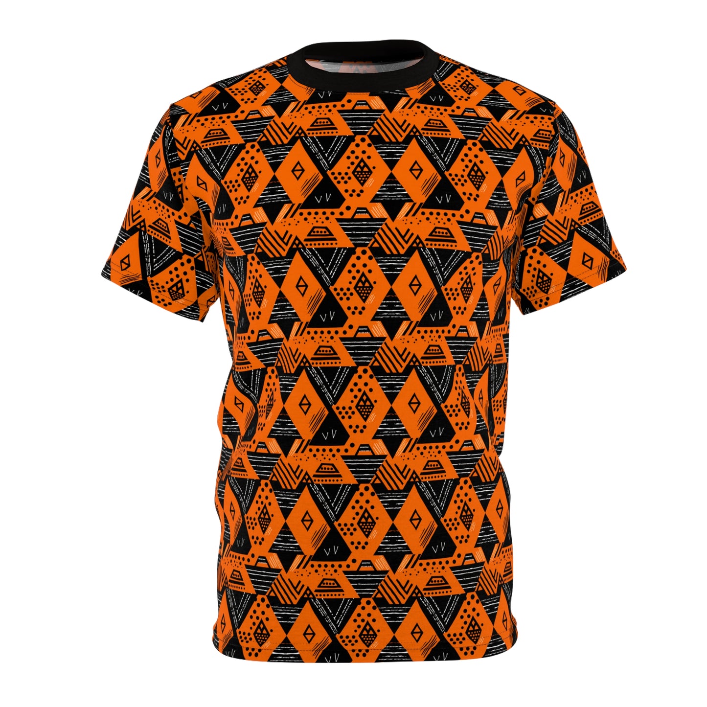 Orange African Mud Cloth Print Men's T-Shirt | Lightweight & Breathable