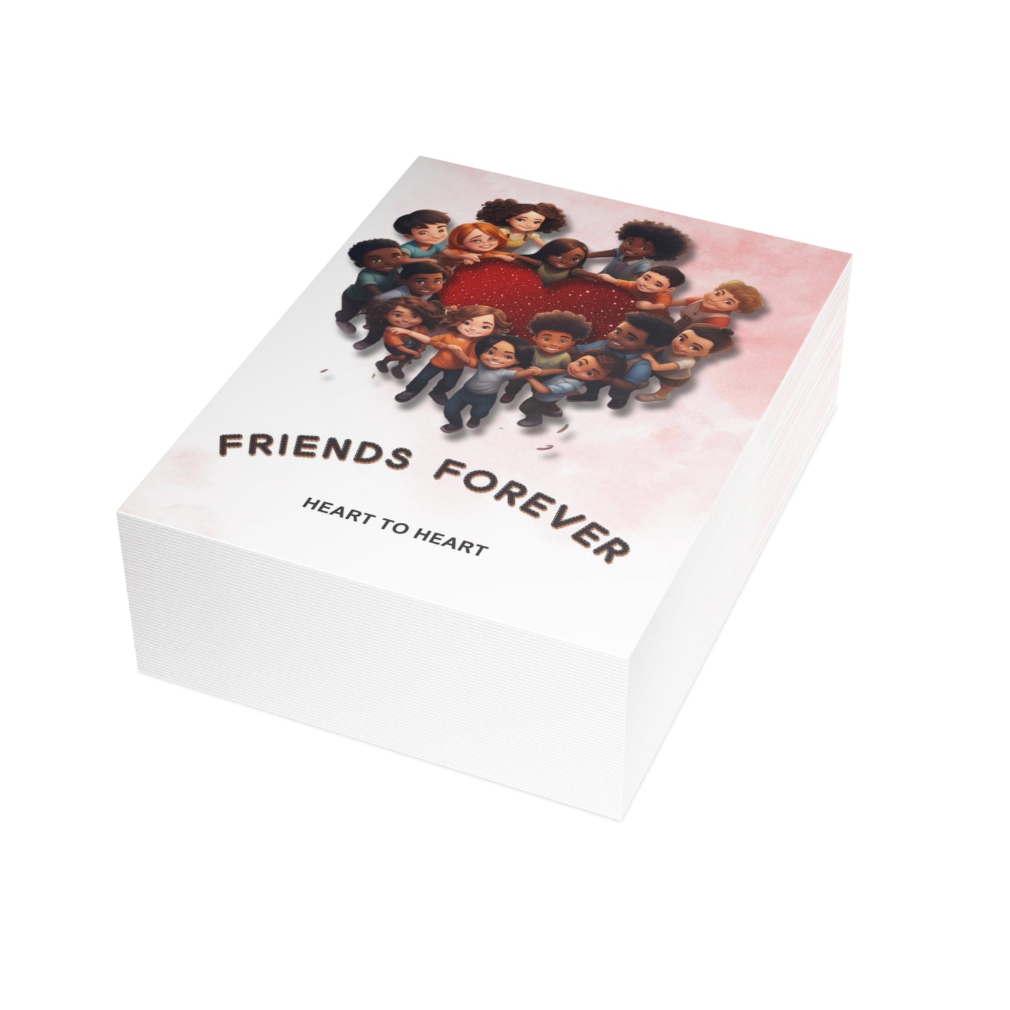 Friends Forever Heart to Heart,  Set Of  Kid Friendly Valentine's Day Greeting Cards (1, 10, 30, and 50pcs),