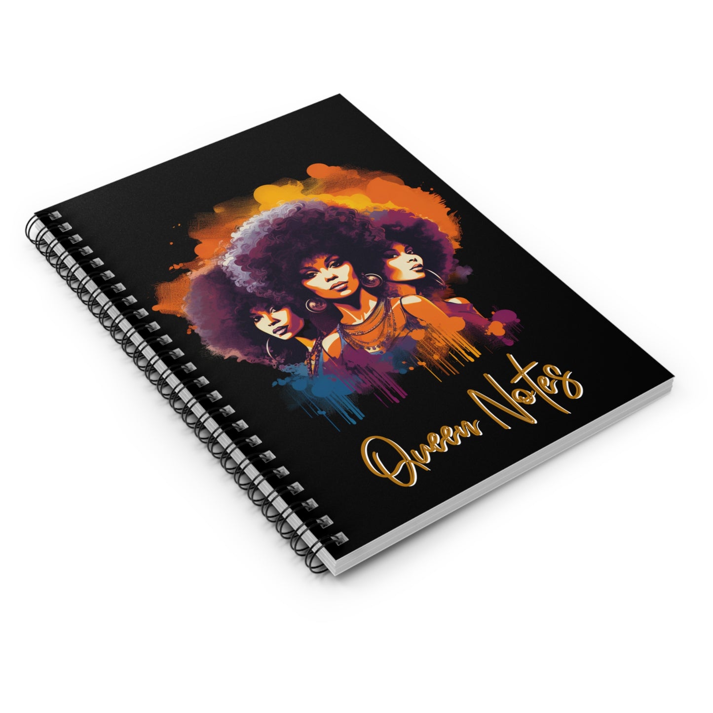 Retro Black Woman Queen Art Inspired Notebook, 1970's Inspired Theme Soulful Notebook