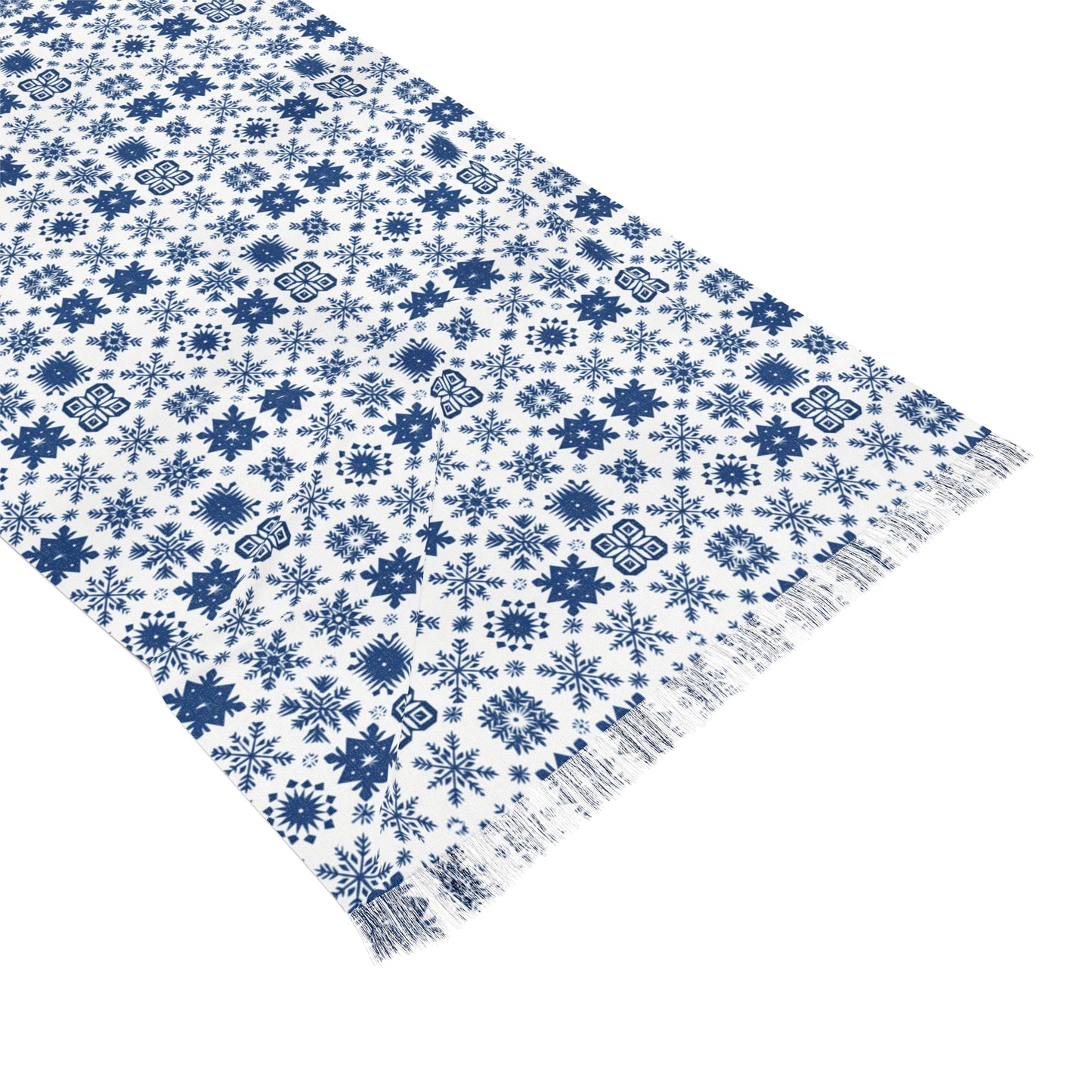 Blue & White African MudCloth Christmas Snowflake Print Lightweight Scarf