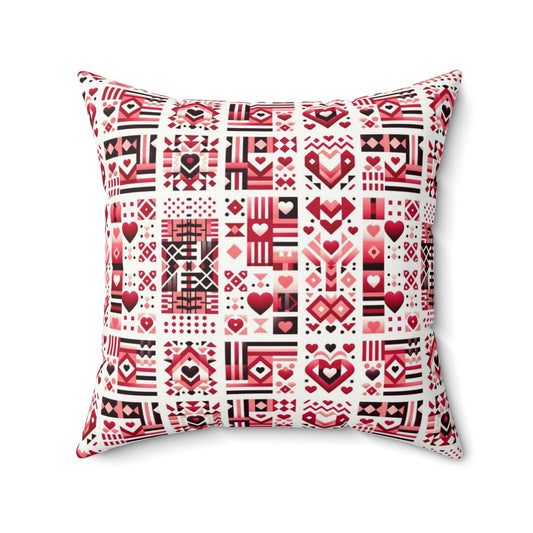 Kente Cloth Inspired Valentine Day Themed Decorative Pillow, Love & Heart Pattern Pillow