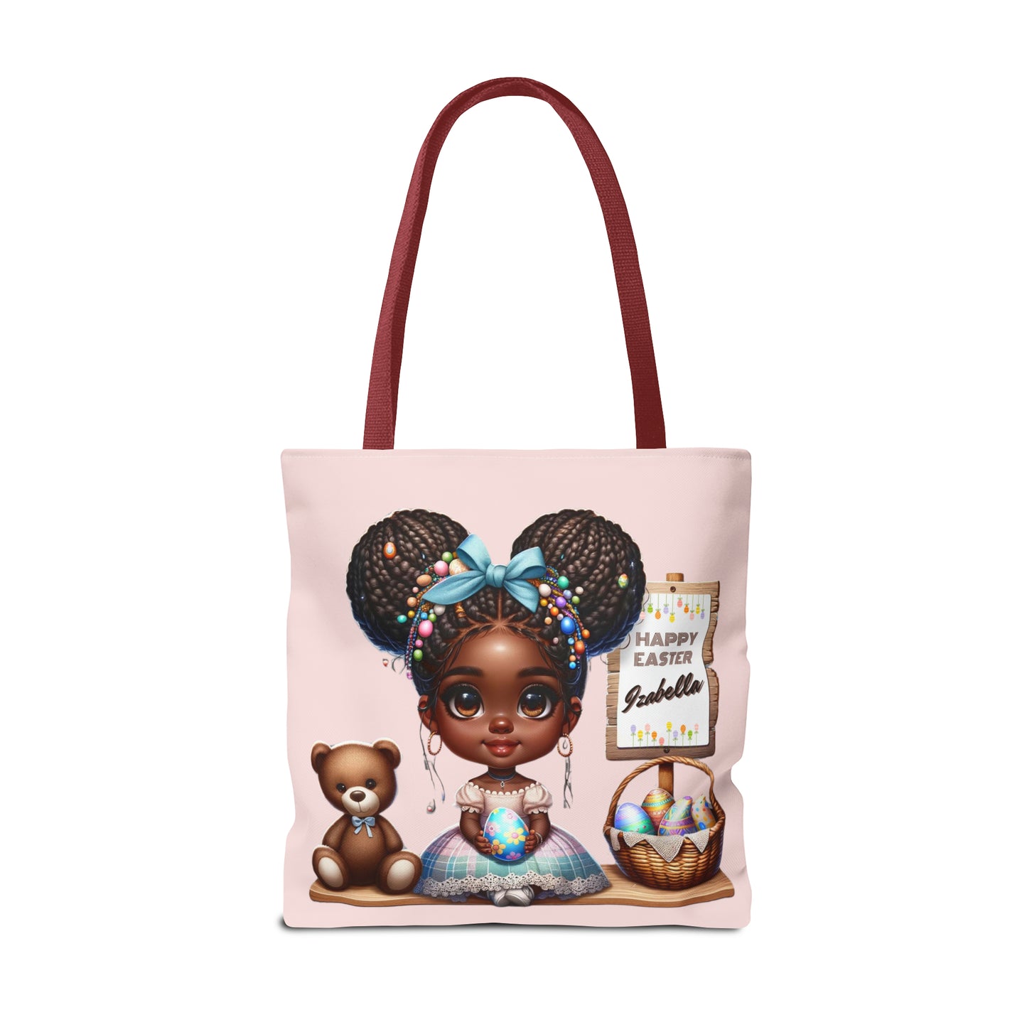 Personalized Easter Tote Bag for Young Black Girls, Customizable Easter Gift