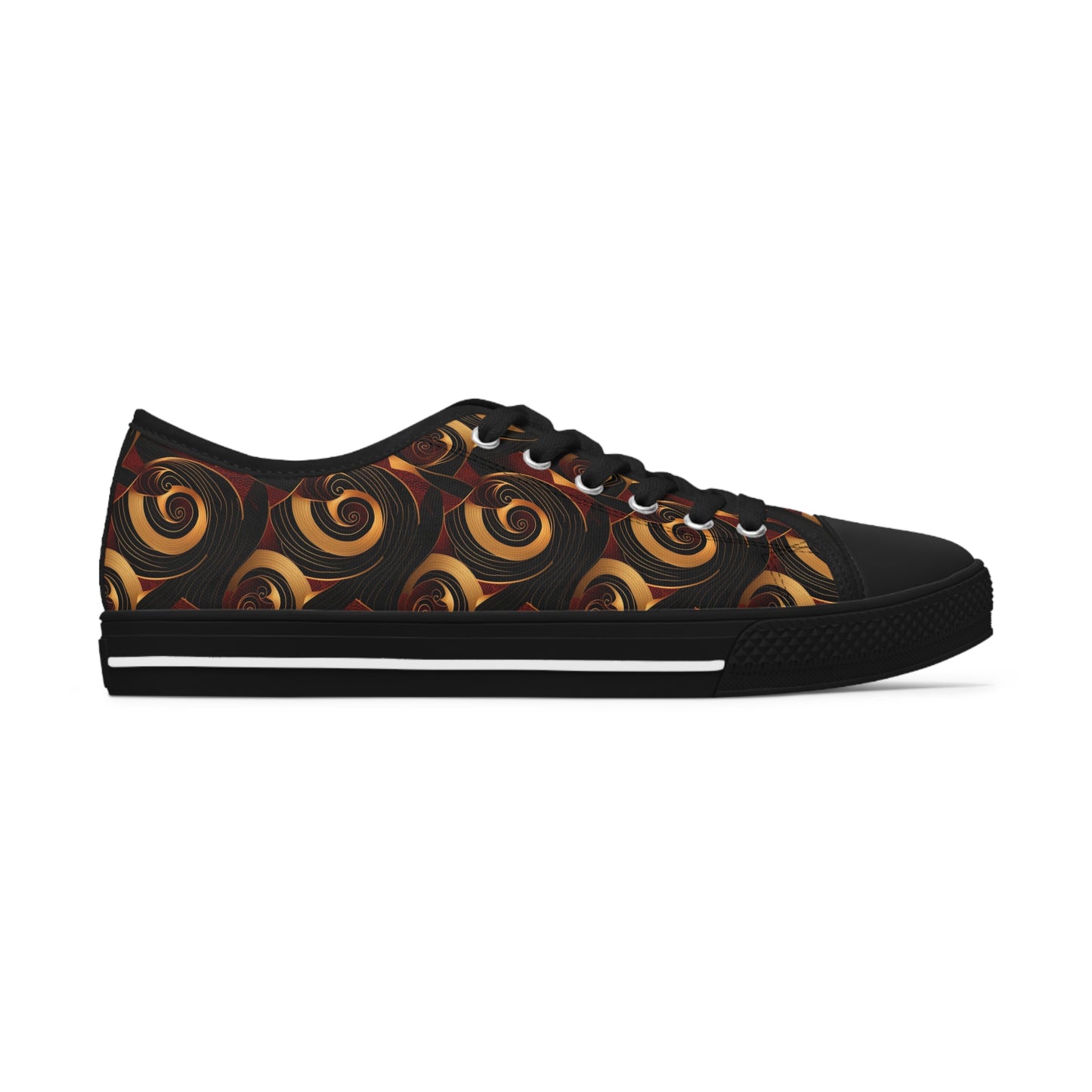 Crimson, Gold and Black Women's African Ankara Print Low Top Shoes