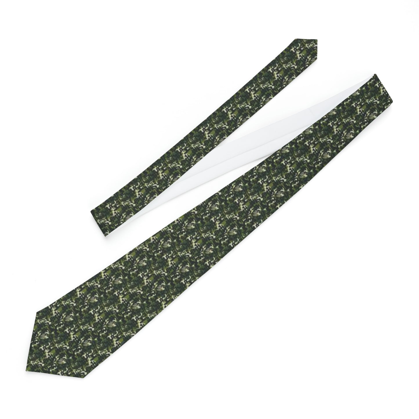 African MudCloth Meets Camouflage Mens Tie , Green Camouflage African Print Business Fashion