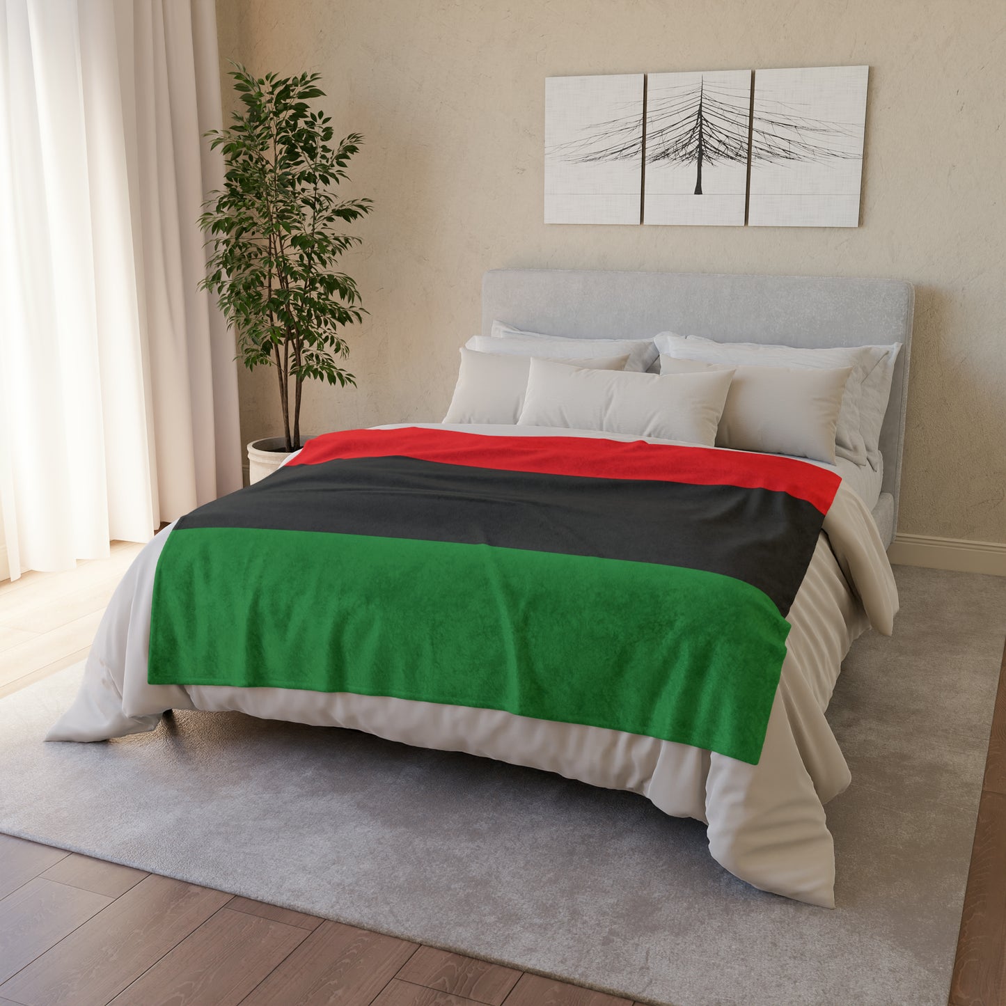 Red Black and Green Throw Cover, Pan African Flag Home Decor