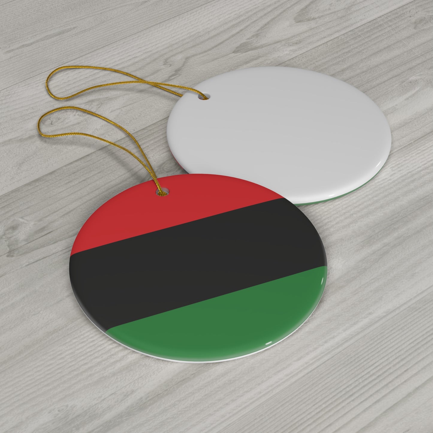 Red Black & Green Pan African Garvey Holiday Ornament - Ships Free