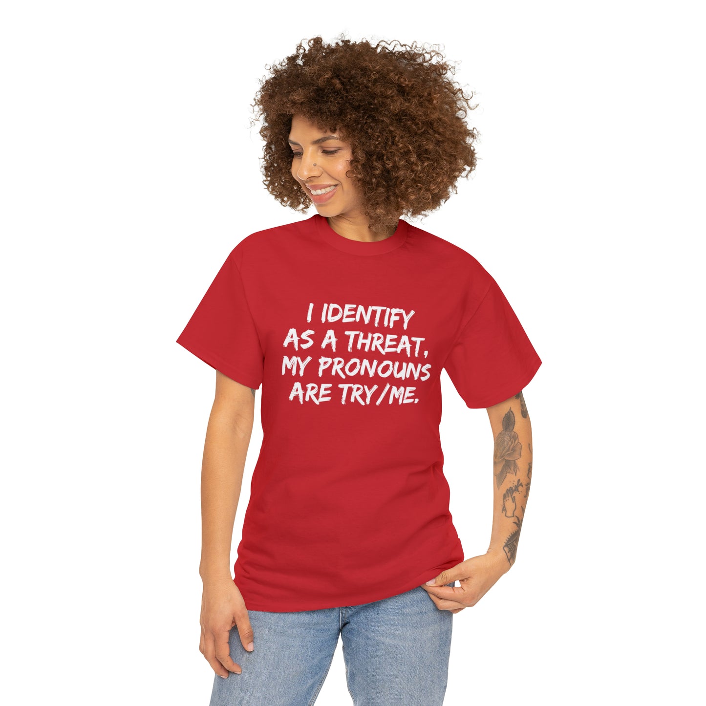 Preferred Pronoun Shirt, I Identify As a Threat Shirt,  Try/Me I'm A Threat Shirt, Pronoun Sarcasm Shirt