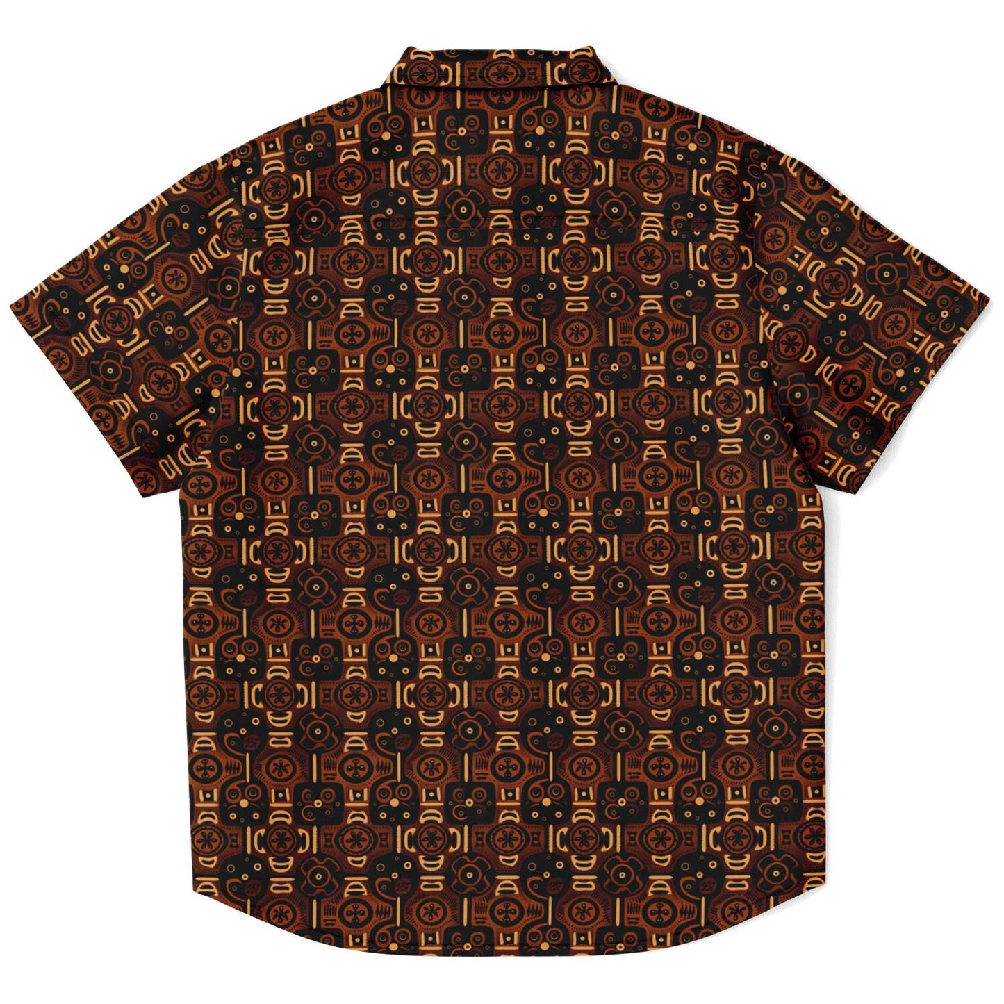 Brown African Wax Print Boys Button Down Shirt | Youth Ethnic Print Dressy Shirt