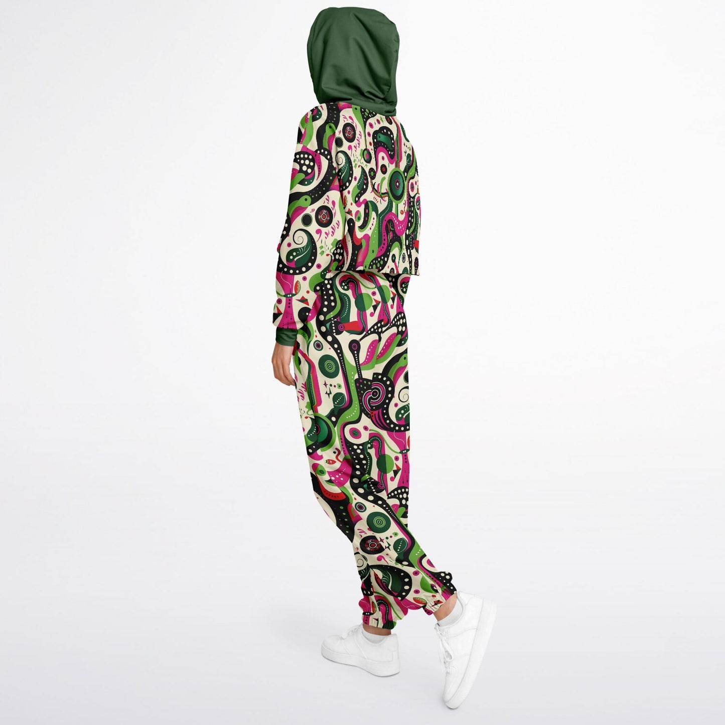 Women's Psychedelic Pop Art Fashion Dance Hoodie & Sweatpants Set, Bold Abstract Design