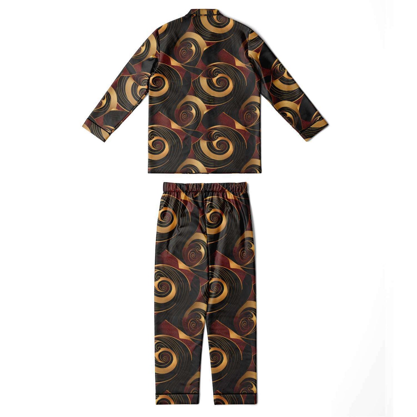 Crimson & Gold Mens African Ankara Print Satin Pajama Set