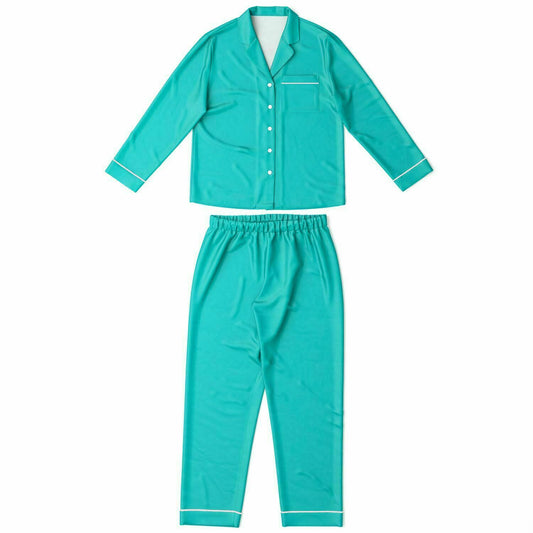 Tiffany Robins Egg Blue 'Bridesmaid & Co' Satin Pajama Set | Luxury Bridesmaid Pajamas | Sleep Attire For The Bridal Party