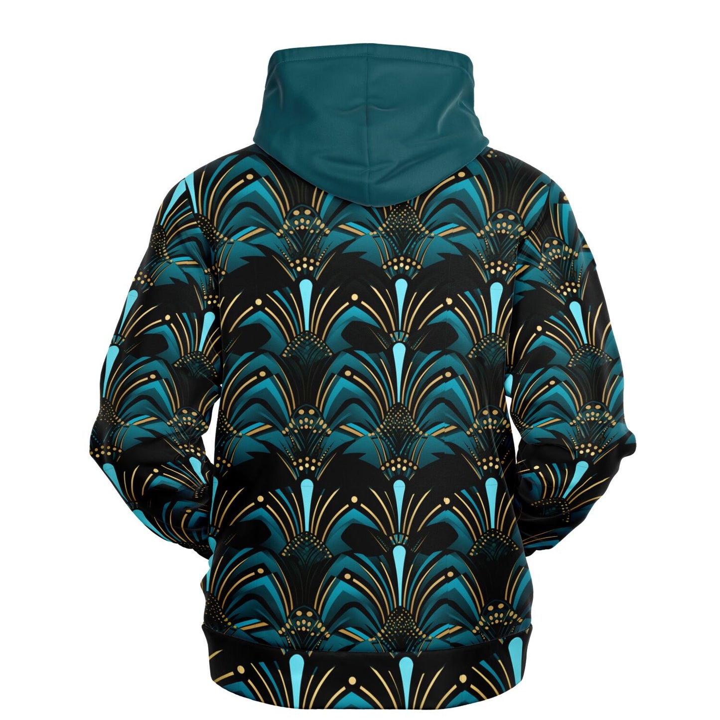 Zanzibar Blue & Ebony Black African Print Unisex Hoodie