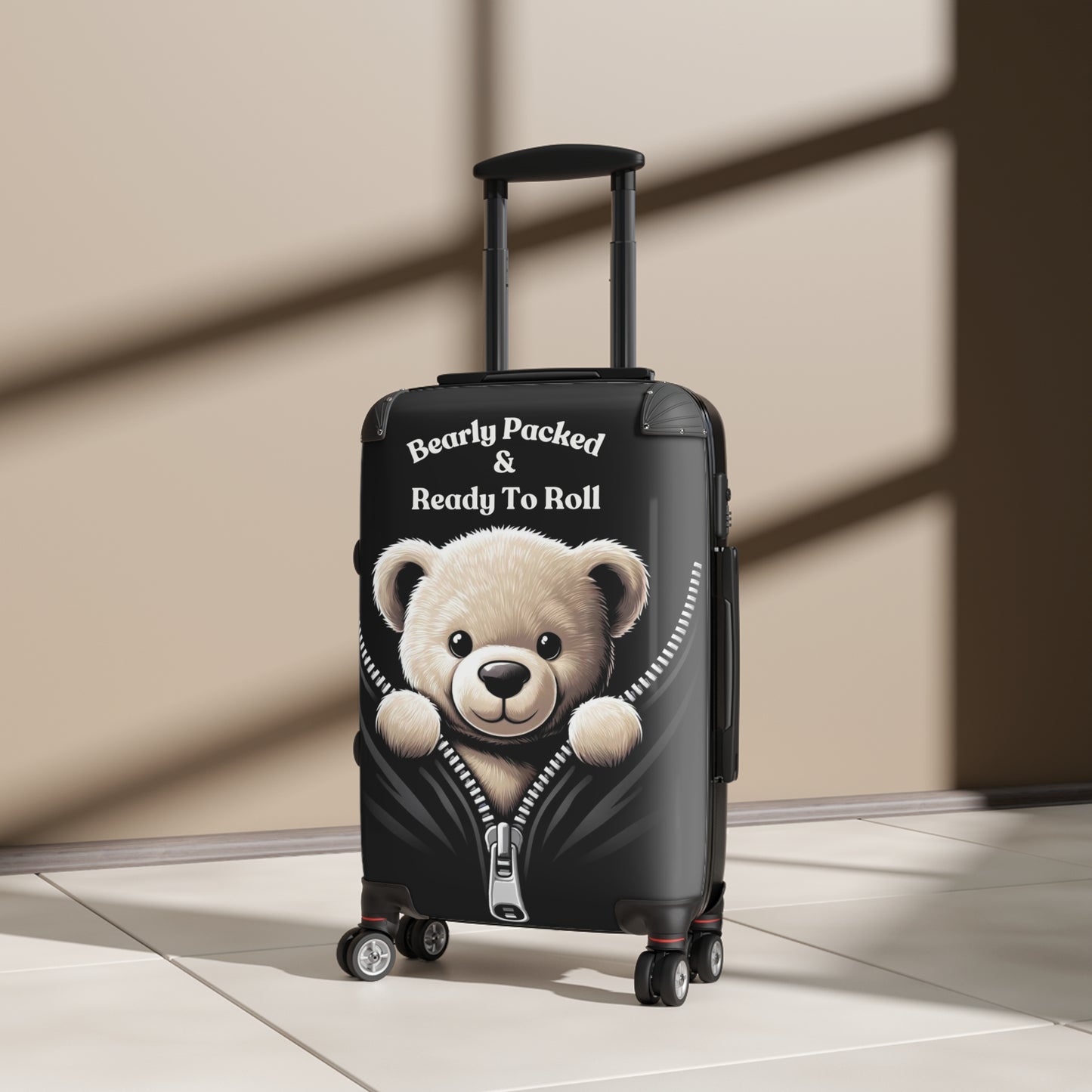 Bearly Packed & Ready To Roll" Cute Bear-Themed Rolling Luggage – Perfect for Kids and Travel Enthusiasts,