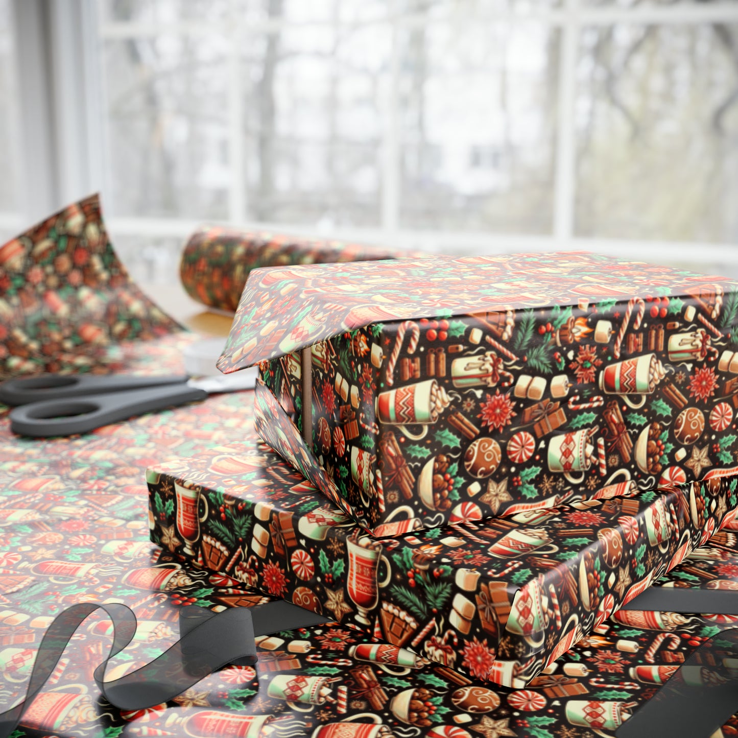 Espresso Themed Christmas Wrapping Paper, Caffeine Wrapping Paper