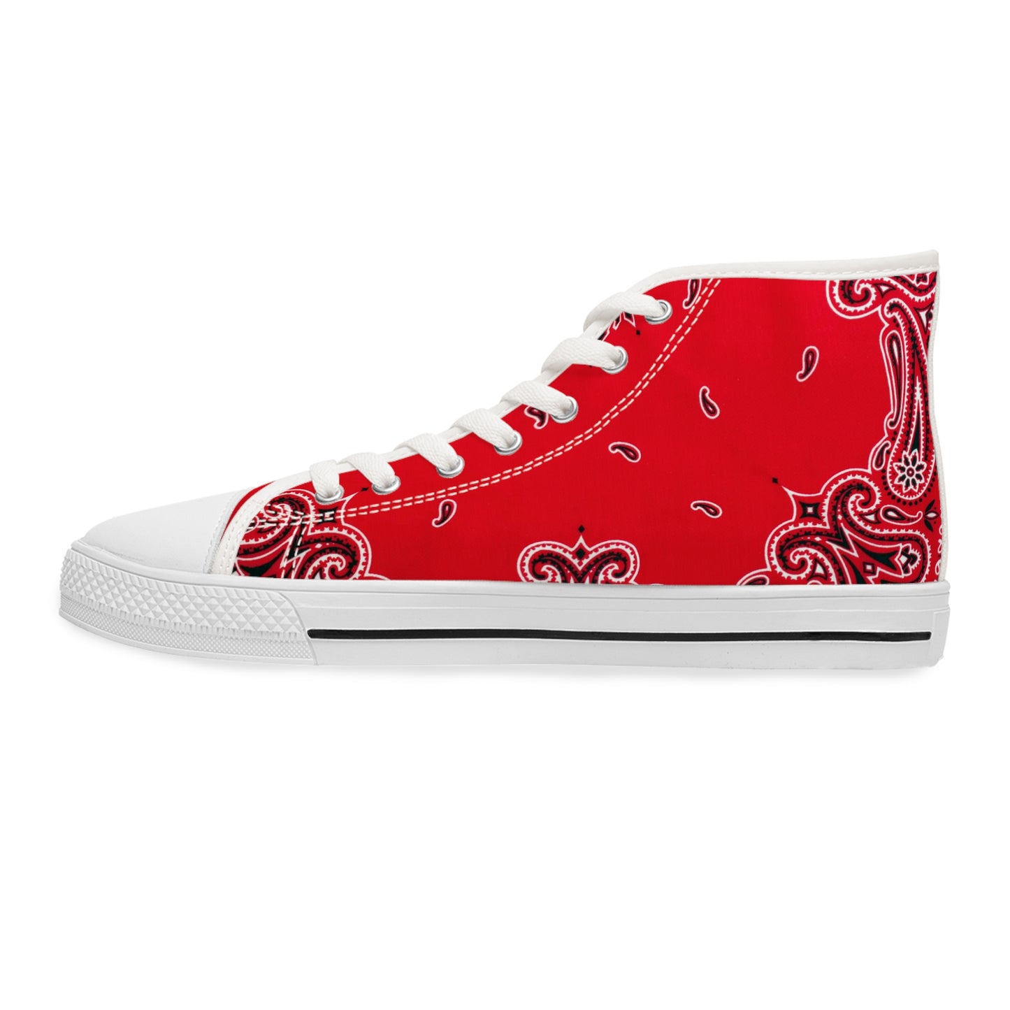 Red Bandana Paisley Print Women's High Top Sneakers