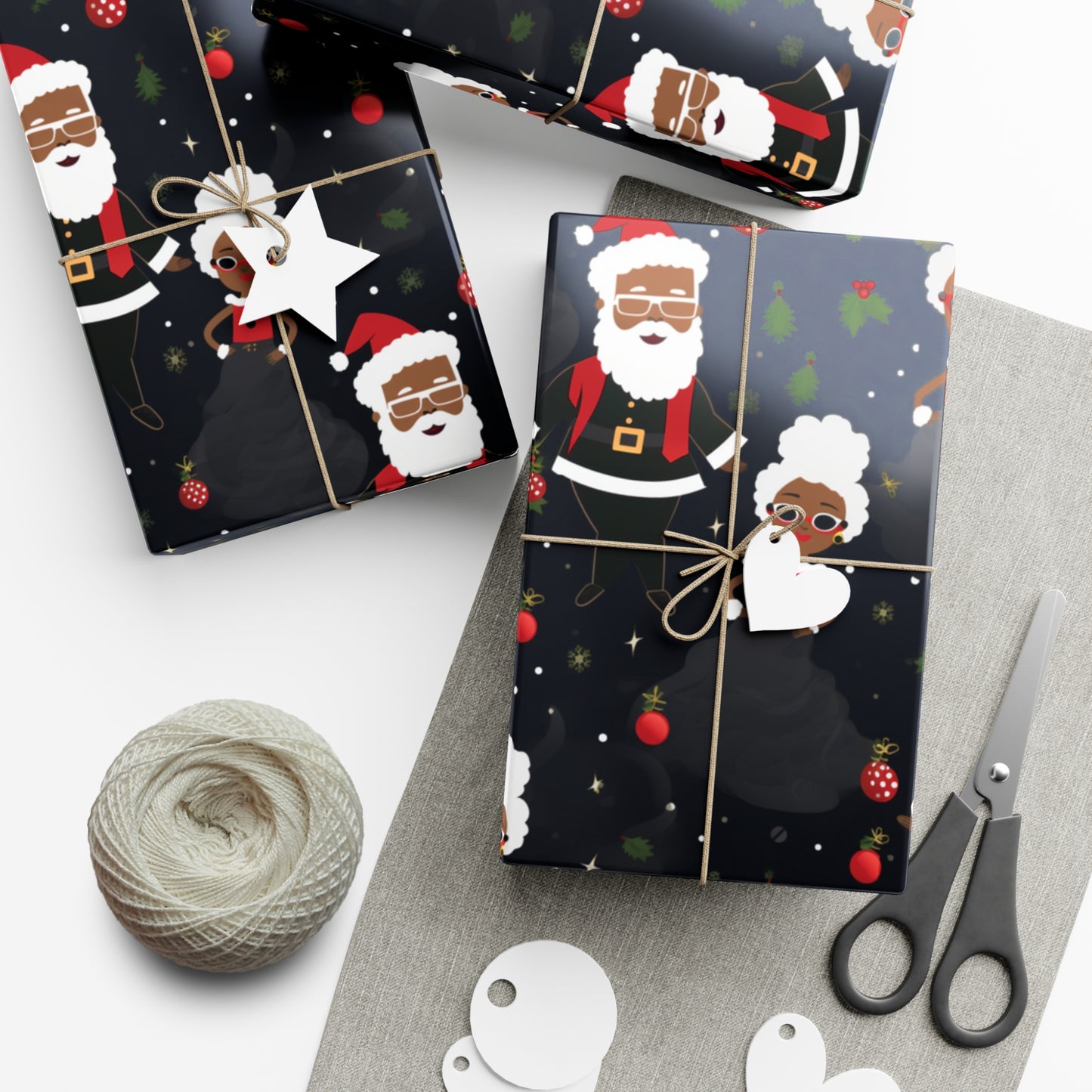 Black Santa & Mrs. Claus Christmas Wrapping Paper