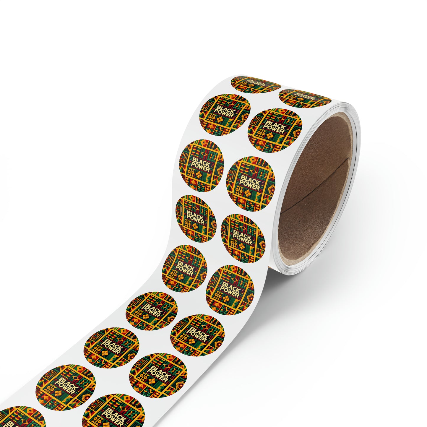 Black History Month Bulk Round Sticker Label Roll,African Kente Cloth Print Stickers