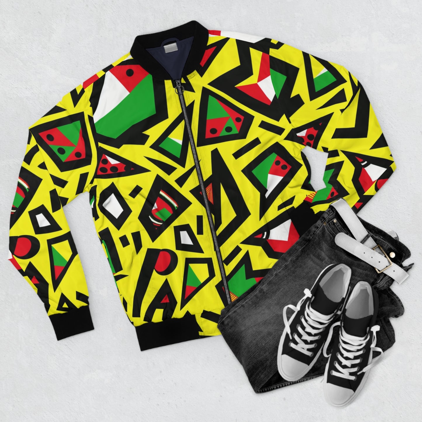 Urban Pop Art Men's Bomber Jacket | Vibrant African Tribal Pattern | Bold Fashion