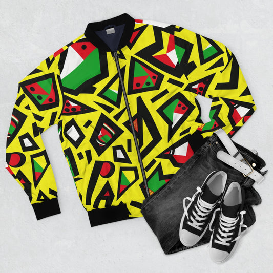 Urban Pop Art Men's Bomber Jacket | Vibrant African Tribal Pattern | Bold Fashion