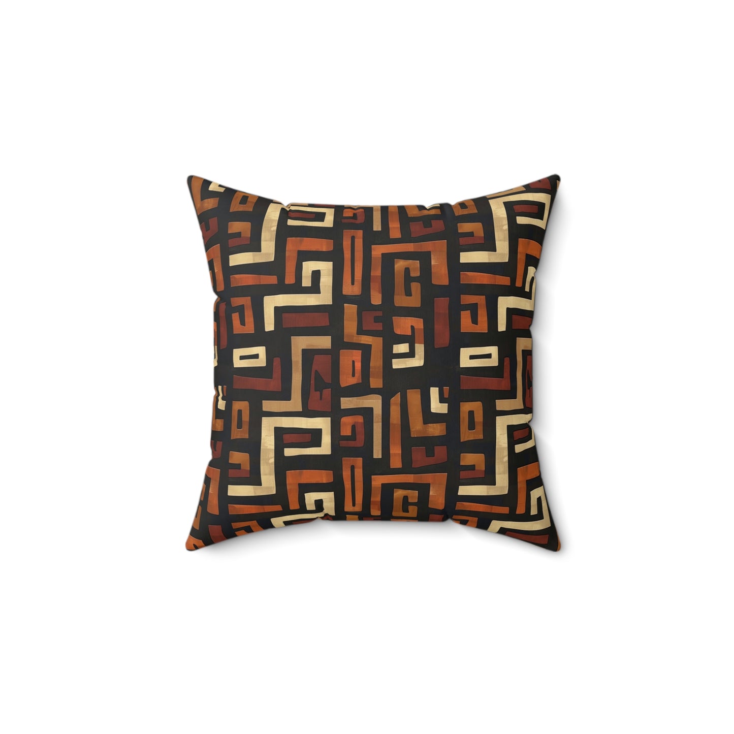 Earth Tones Geometric Pattern Throw Pillow, Ethnic Art Home Decor