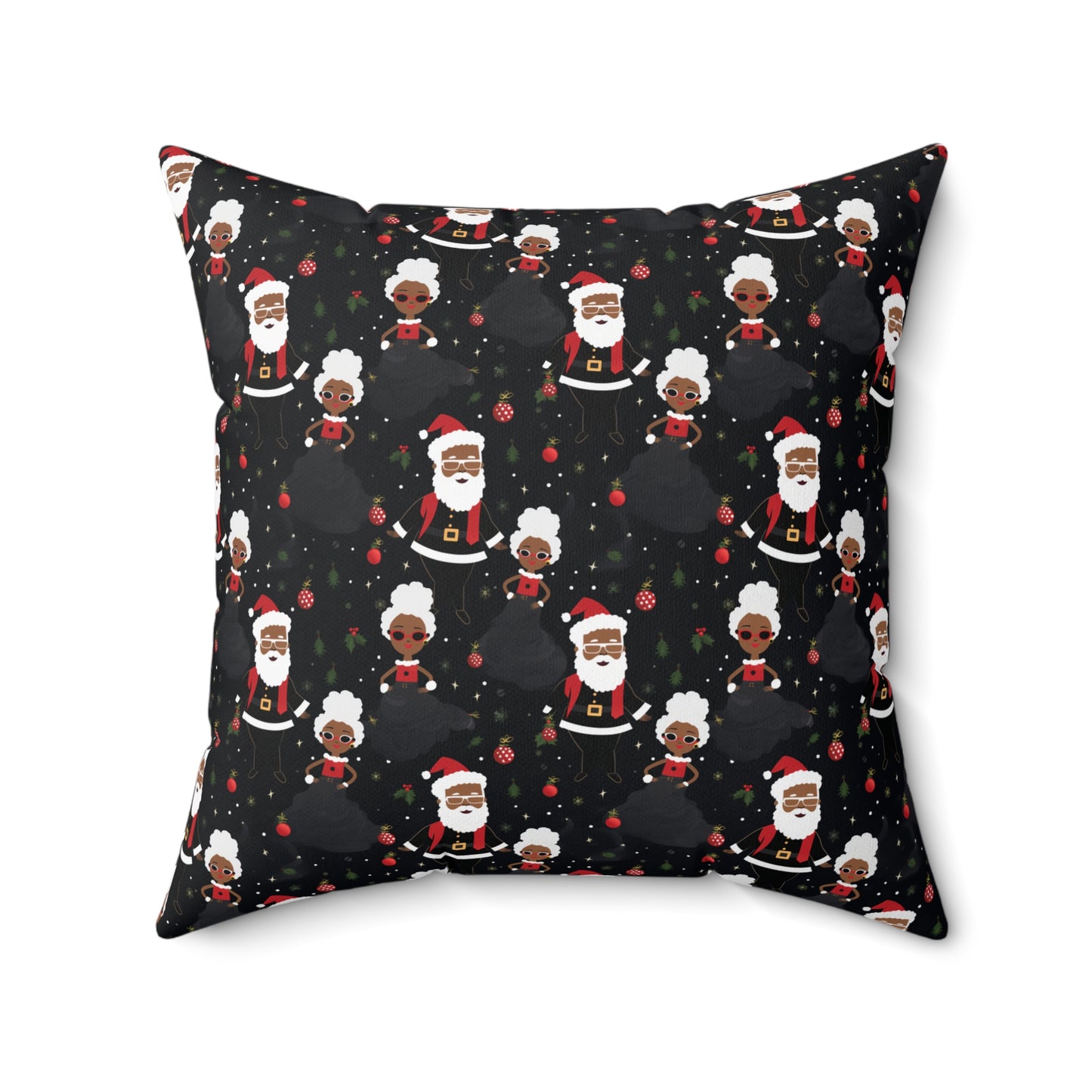 Black Santa & Black Mrs. Claus Christmas Decorative Pillow