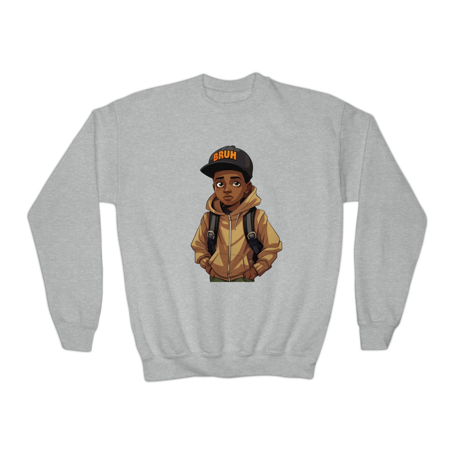 Black Boy Joy Bruh Moment Youth Crewneck Sweater